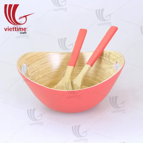 Handmade Spun Bamboo Bowl & Utensils Set