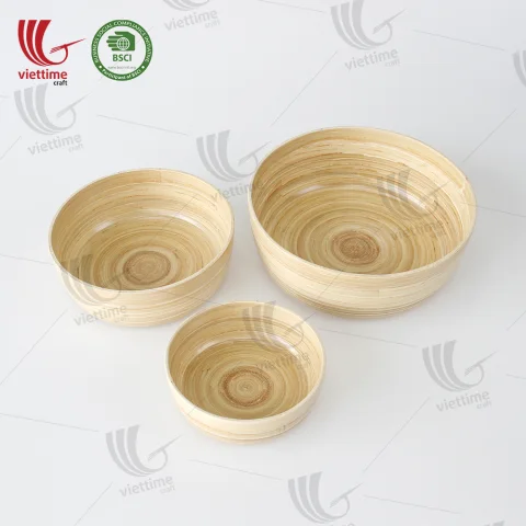 Natural Spun Bamboo Bowls SET OF 3