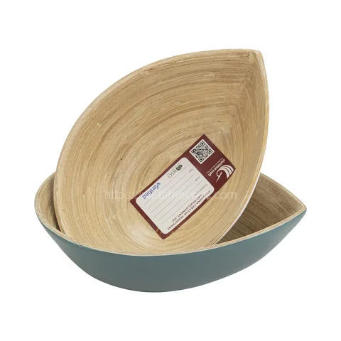 Rattan Export Hoja-forma bambú ensalada cuenco al por mayor - REX-TC00090