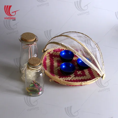 Bamboo Fruit Basket With Net Cover