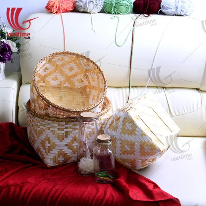 Natural Weaving Bamboo Storage Set Of 3