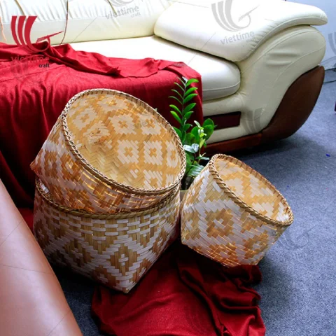 Natural Weaving Bamboo Storage Set Of 3
