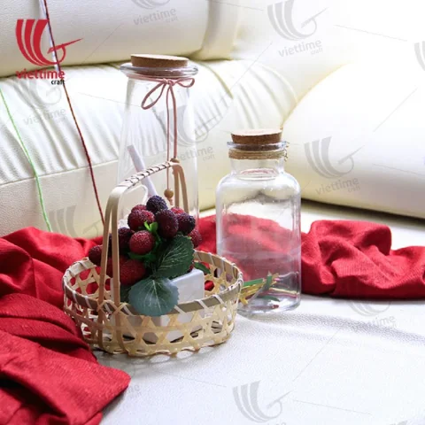 Rattan Export Round Weaving Bamboo Tray With Handle - REX-TD00022