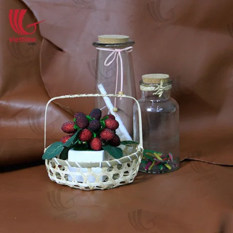 Round Weaving Bamboo Tray With Handle