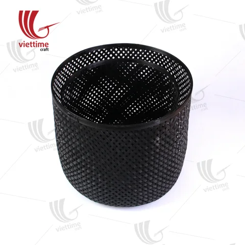 Handwoven Black Bambo Storage Basket