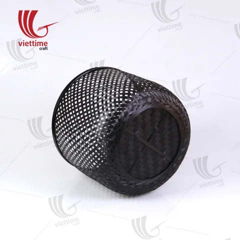 Handwoven Black Bambo Storage Basket