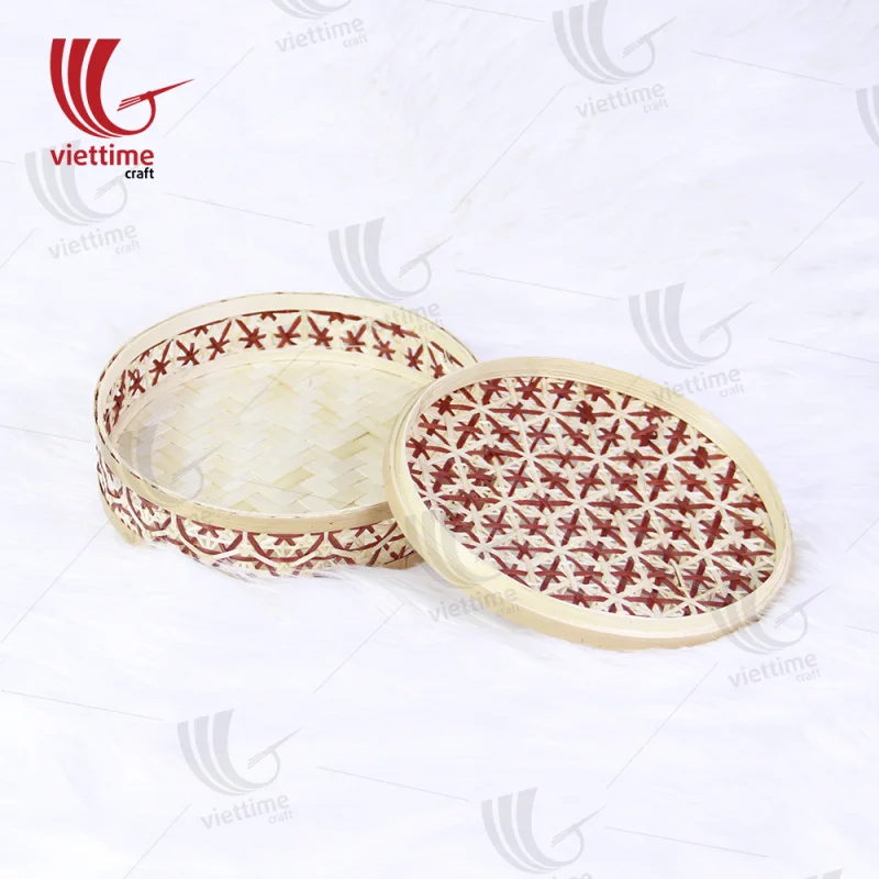 Colorful Weaving Bamboo Box With Lid