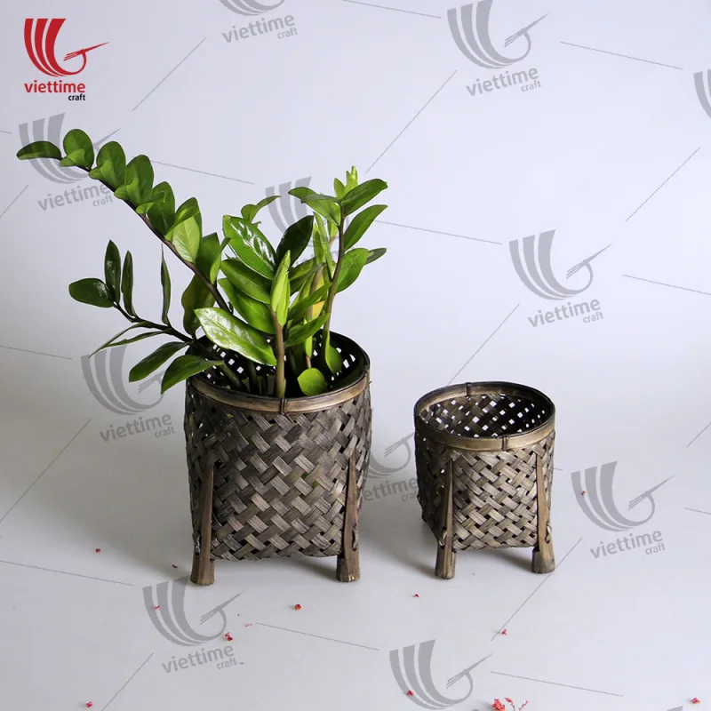 Black Weaving Bamboo Basket Set