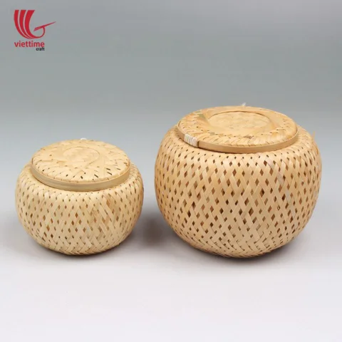 Rattan Export Weaving Bamboo Tea Basket Box Set Of 2 - REX-TD00057