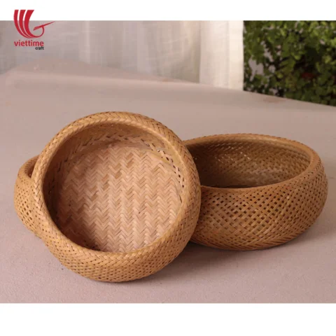 Small Round Weaving Bamboo Basket Set Of 3
