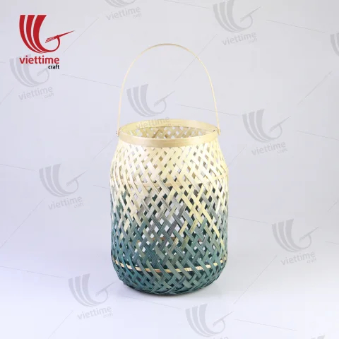 Dipped Green Weaving Bamboo Lantern Set of 2