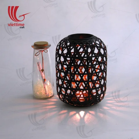 Rattan Export Black Weaving Bamboo Lantern On Balcony - REX-TD00062