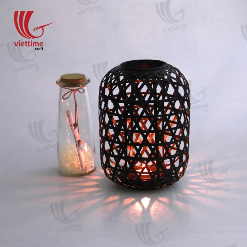 Black Weaving Bamboo Lantern On Balcony