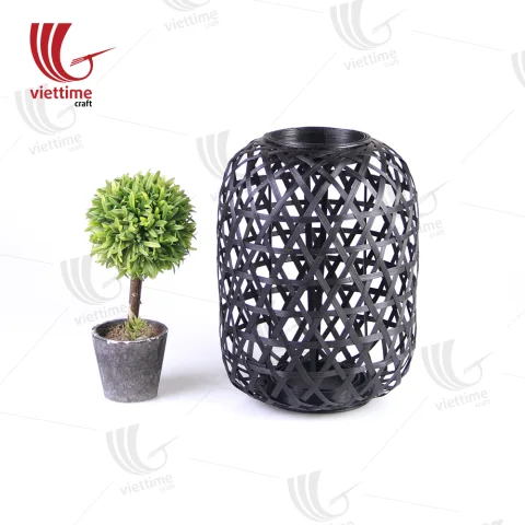 Black Weaving Bamboo Lantern On Balcony