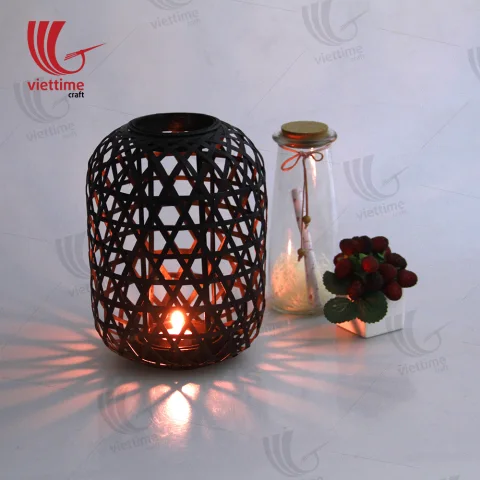 Black Weaving Bamboo Lantern On Balcony