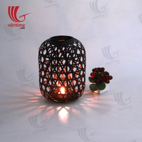 Black Weaving Bamboo Lantern On Balcony