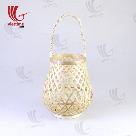 Hanging Woven Bamboo Lantern In Garden