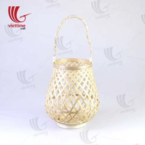 Hanging Woven Bamboo Lantern In Garden