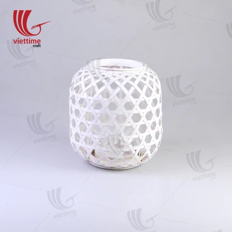Small White Weaving Bamboo Lantern In Garden