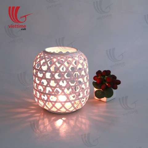 Small White Weaving Bamboo Lantern In Garden