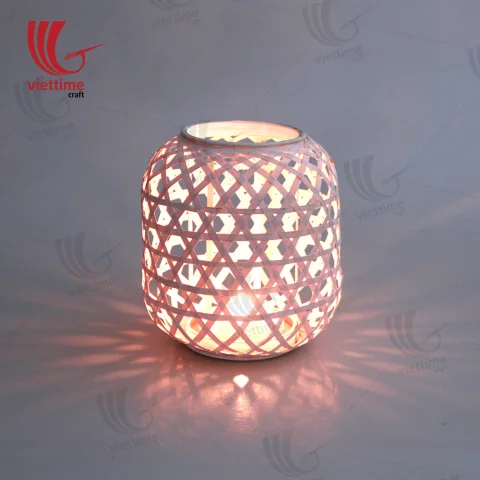 Small White Weaving Bamboo Lantern In Garden