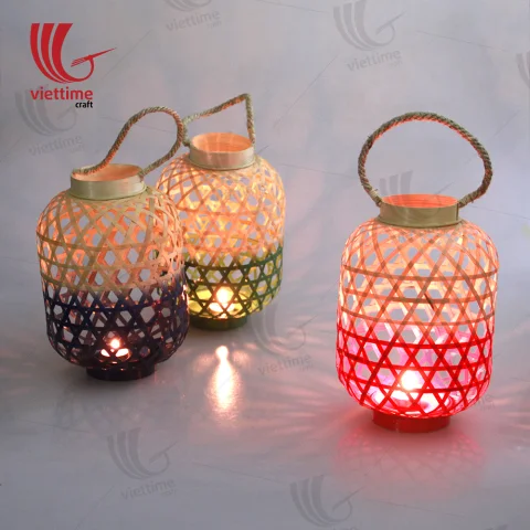 Small Weaving Bamboo Lantern In Garden Set Of 3