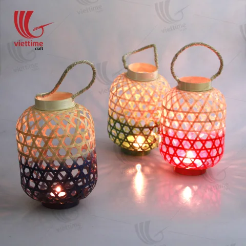Small Weaving Bamboo Lantern In Garden Set Of 3