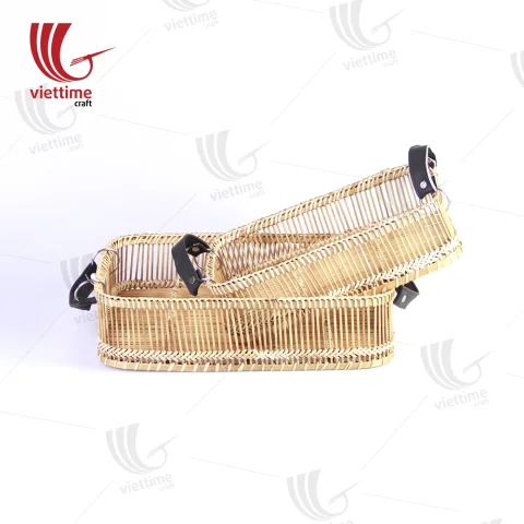 Rectangle Weaving Bamboo Tray Set Of 2