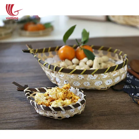 Rattan Export Fish Shape Weaving Bamboo Candy Tray - REX-TD00086