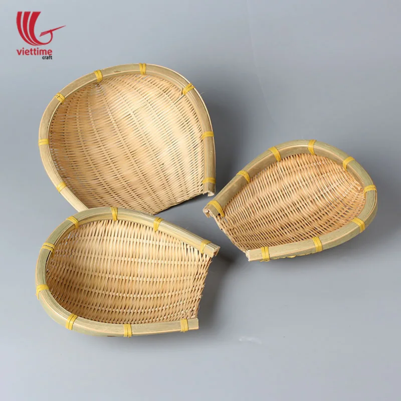 Unique Weaving Bamboo Food Tray Set Of 3