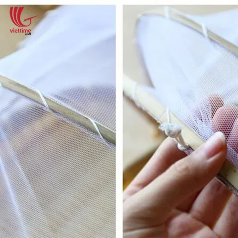 Rectangle Bamboo Fruit Basket With Net Cover
