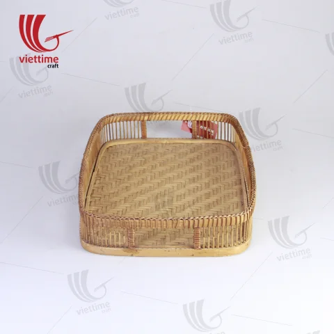 Handcrafted Brown Rectangle Bamboo Tray