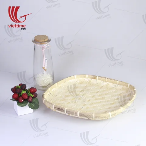 Woven Drink Holder Caddy Serving Bamboo Tray