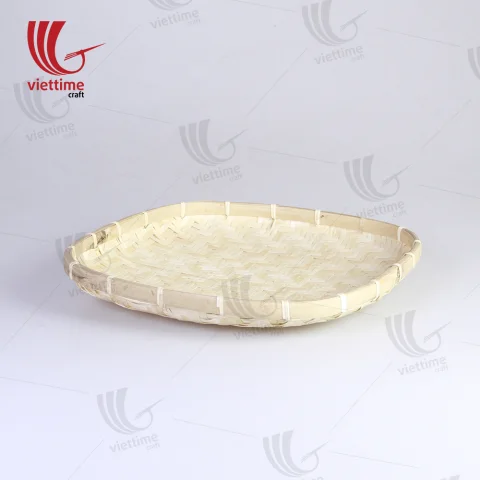 Woven Drink Holder Caddy Serving Bamboo Tray