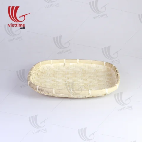 Woven Drink Holder Caddy Serving Bamboo Tray