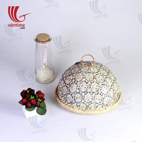 Coralpearl Serving Tray With Blue Table Dome