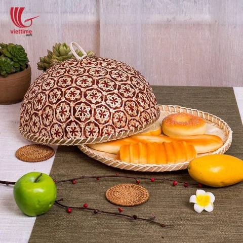Rattan Export Coralpearl Serving Tray With Red Table Dome - REX-TD00115
