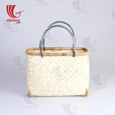 Simple Woven Pattern Bamboo Tote Handbags