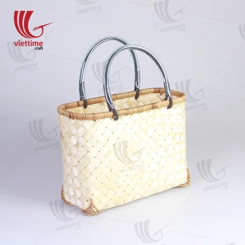 Simple Woven Pattern Bamboo Tote Handbags
