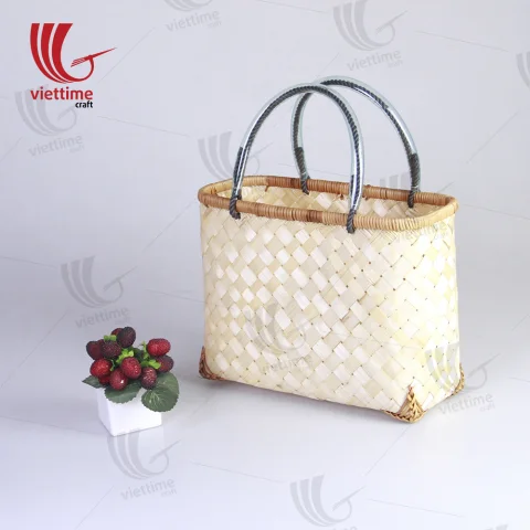 Simple Woven Pattern Bamboo Tote Handbags