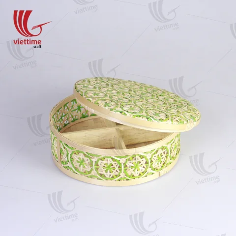 Green Coralpearl Woven Bamboo Candy Box