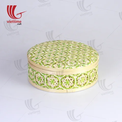 Green Coralpearl Woven Bamboo Candy Box