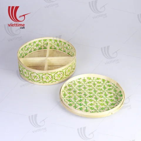 Green Coralpearl Woven Bamboo Candy Box