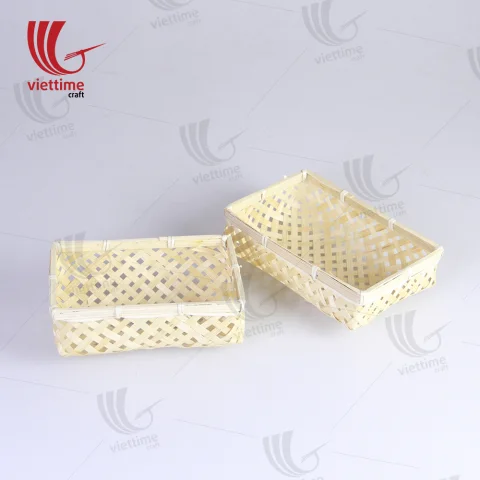 Woven Rectangular Lift Off Lid Bamboo Box
