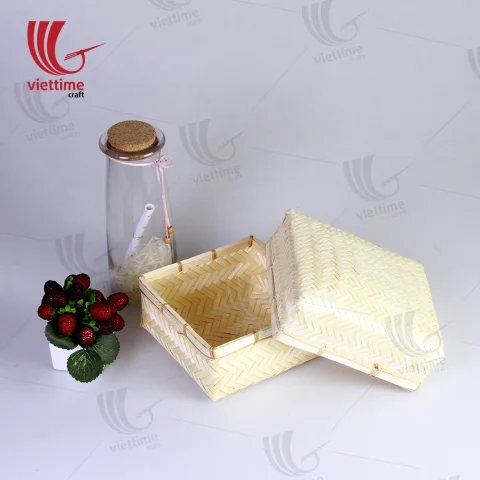 Woven Square Lift Off Lid Bamboo Box