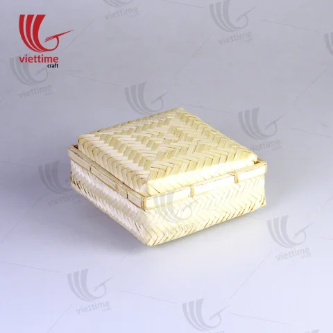 Woven Square Lift Off Lid Bamboo Box