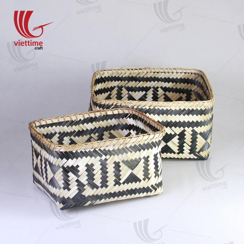 HandWoven Bamboo Storage Basket Set Of 2