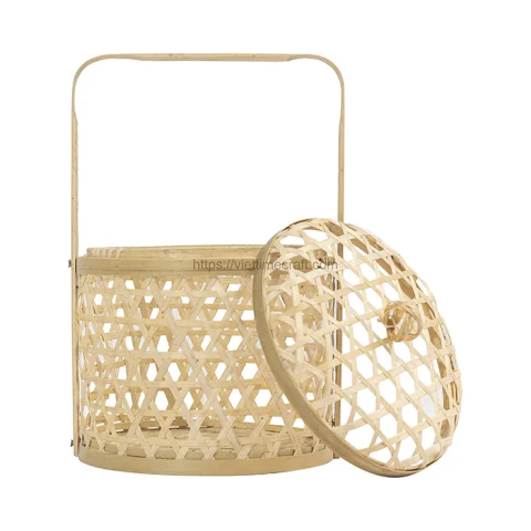 Natural Bamboo Storage Basket With Handle