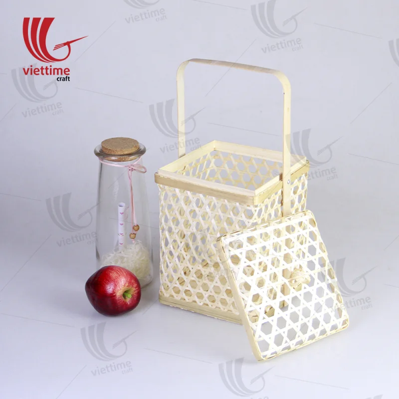 Bamboo Storage Box Basket With Handle