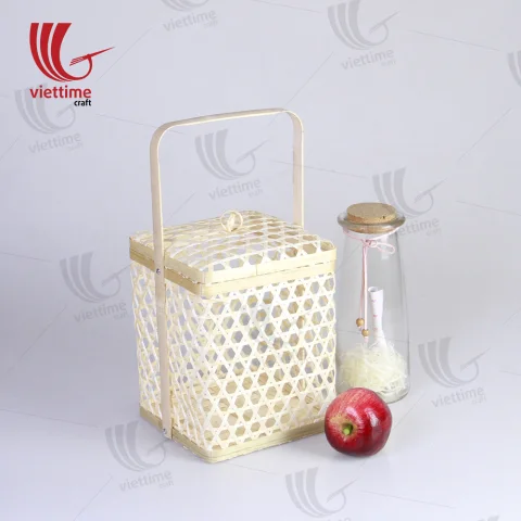 Bamboo Storage Box Basket With Handle